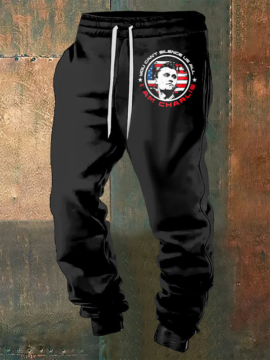 Men's Charlie Kirk Freedom Printed Drawstring Pants