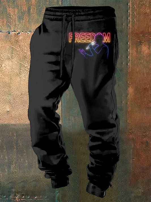 Men's Charlie Kirk Freedom Printed Drawstring Pants