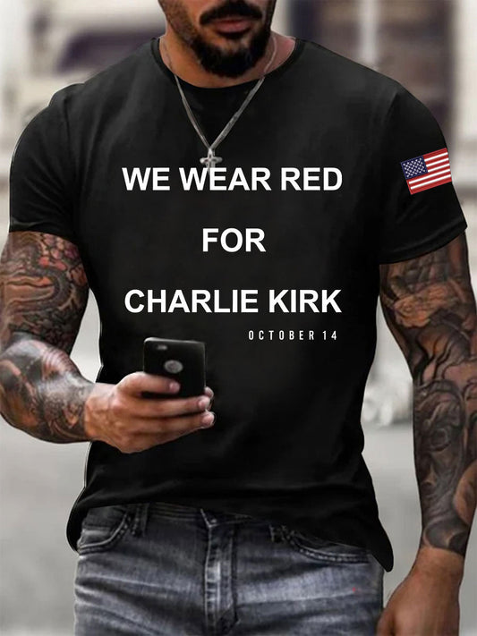 Men's We Wear Red For Charlie Kirk Short-sleeved T-shirt