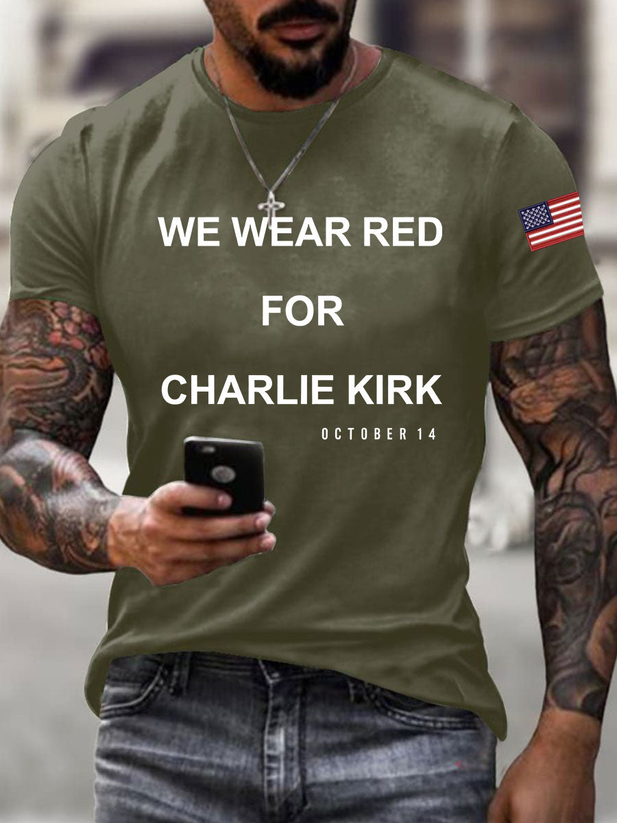 Men's We Wear Red For Charlie Kirk Short-sleeved T-shirt