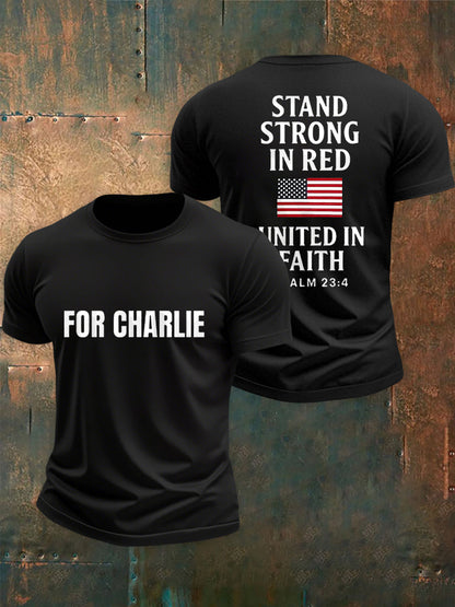 Men's For Charlie Stand Strong In Red United In Faith Tee