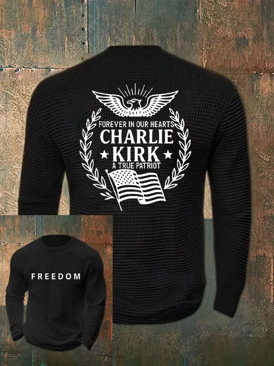 Men's Freedom Is Not Free R.I.P Charlie Kirk Waffle Long Sleeve T-Shirt