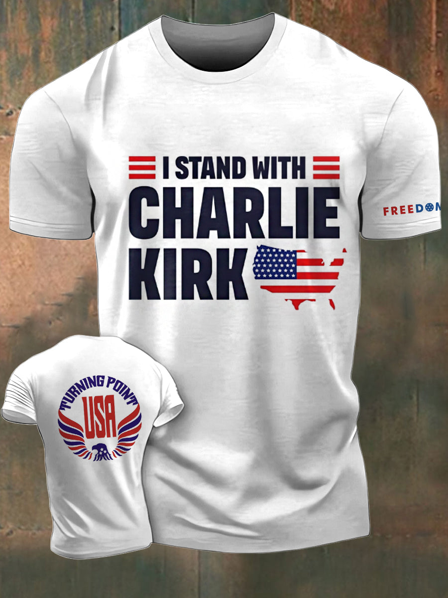 Men's Charlie Kirk Freedom Printed Vintage Fashion Loose Short Sleeve T-Shirt