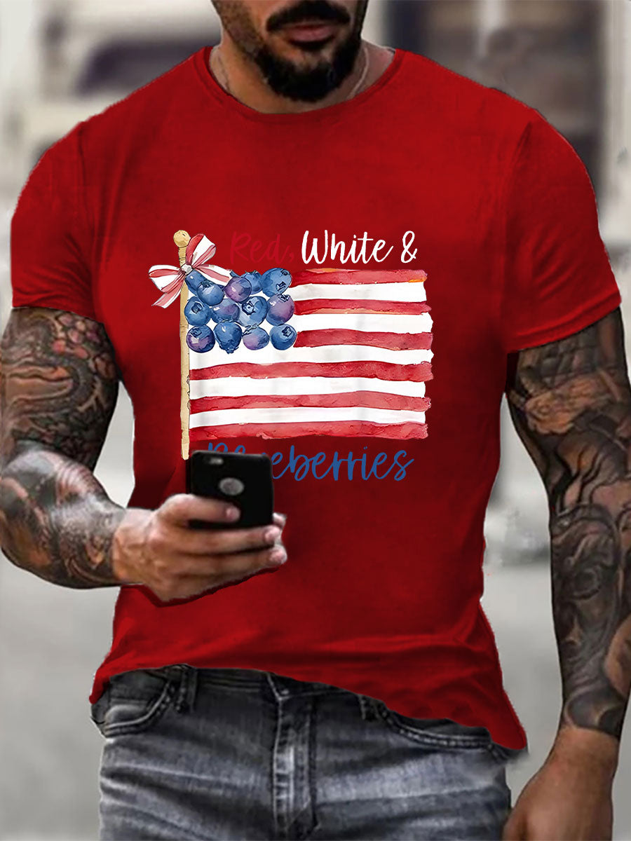 Men's Red White & Blueberries Casual T-Shirt