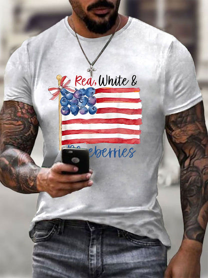 Men's Red White & Blueberries Casual T-Shirt