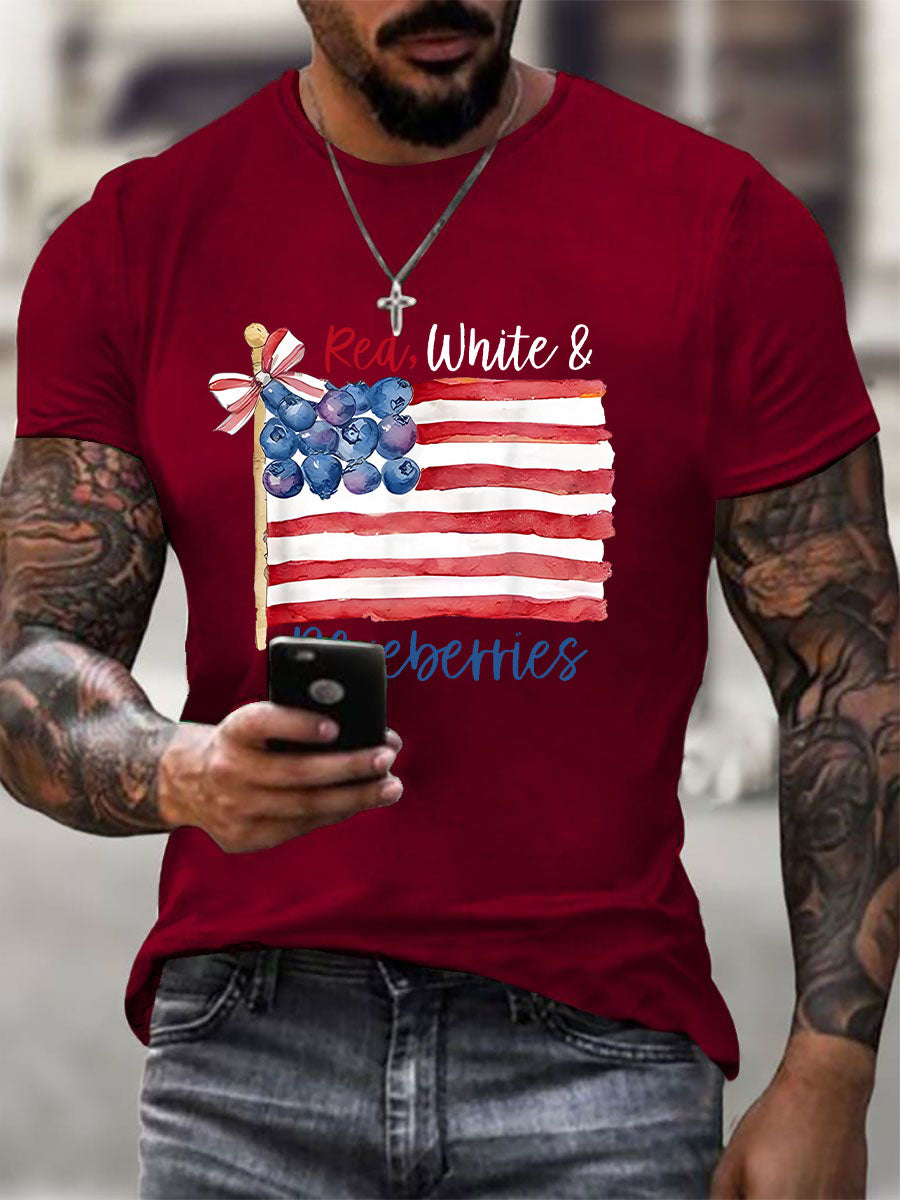 Men's Red White & Blueberries Casual T-Shirt