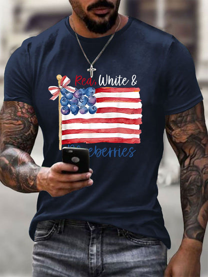 Men's Red White & Blueberries Casual T-Shirt