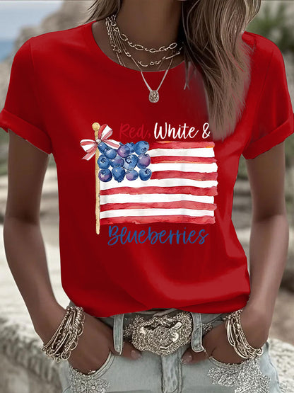 Women's Red, White & Blueberries Casual T-Shirt