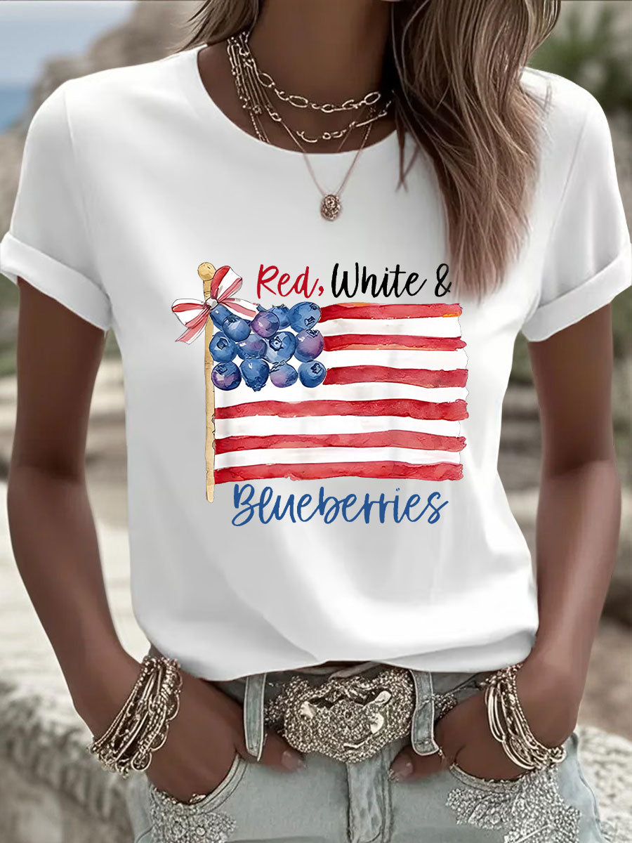 Women's Red, White & Blueberries Casual T-Shirt