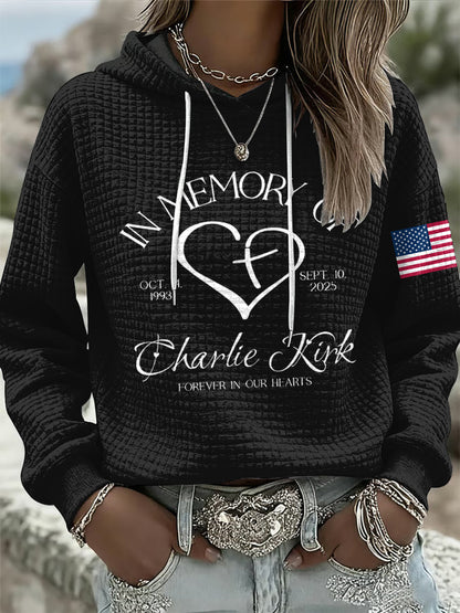 Women's Patriotic Charlie Kirk Memorial Shirt Long Sleeve Top