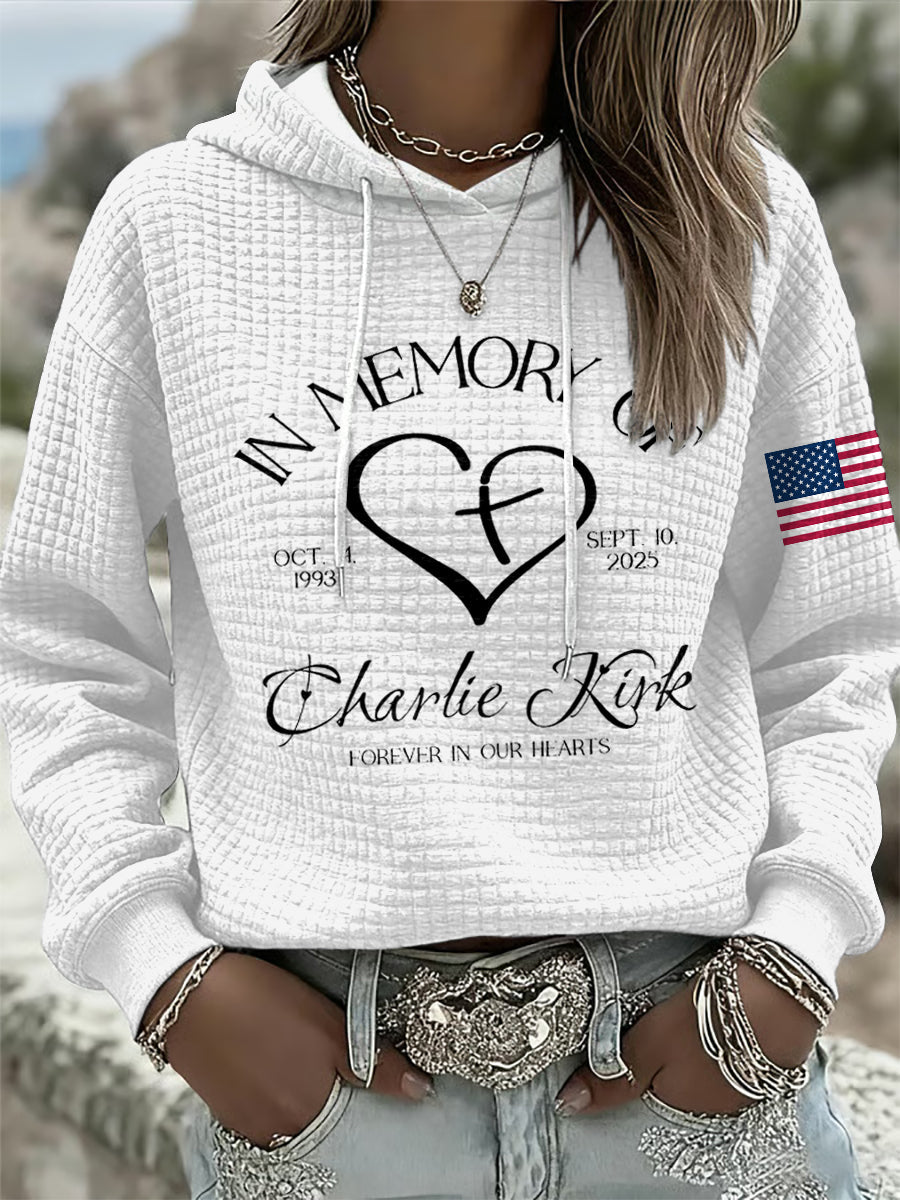 Women's Patriotic Charlie Kirk Memorial Shirt Long Sleeve Top