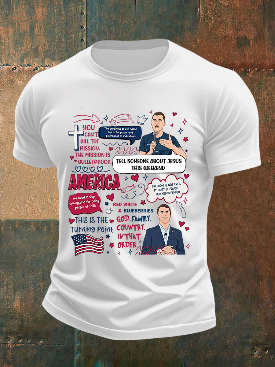 Men's Red, White and Blueberry Freedom Charlie Kirk Commemorative T-Shirt