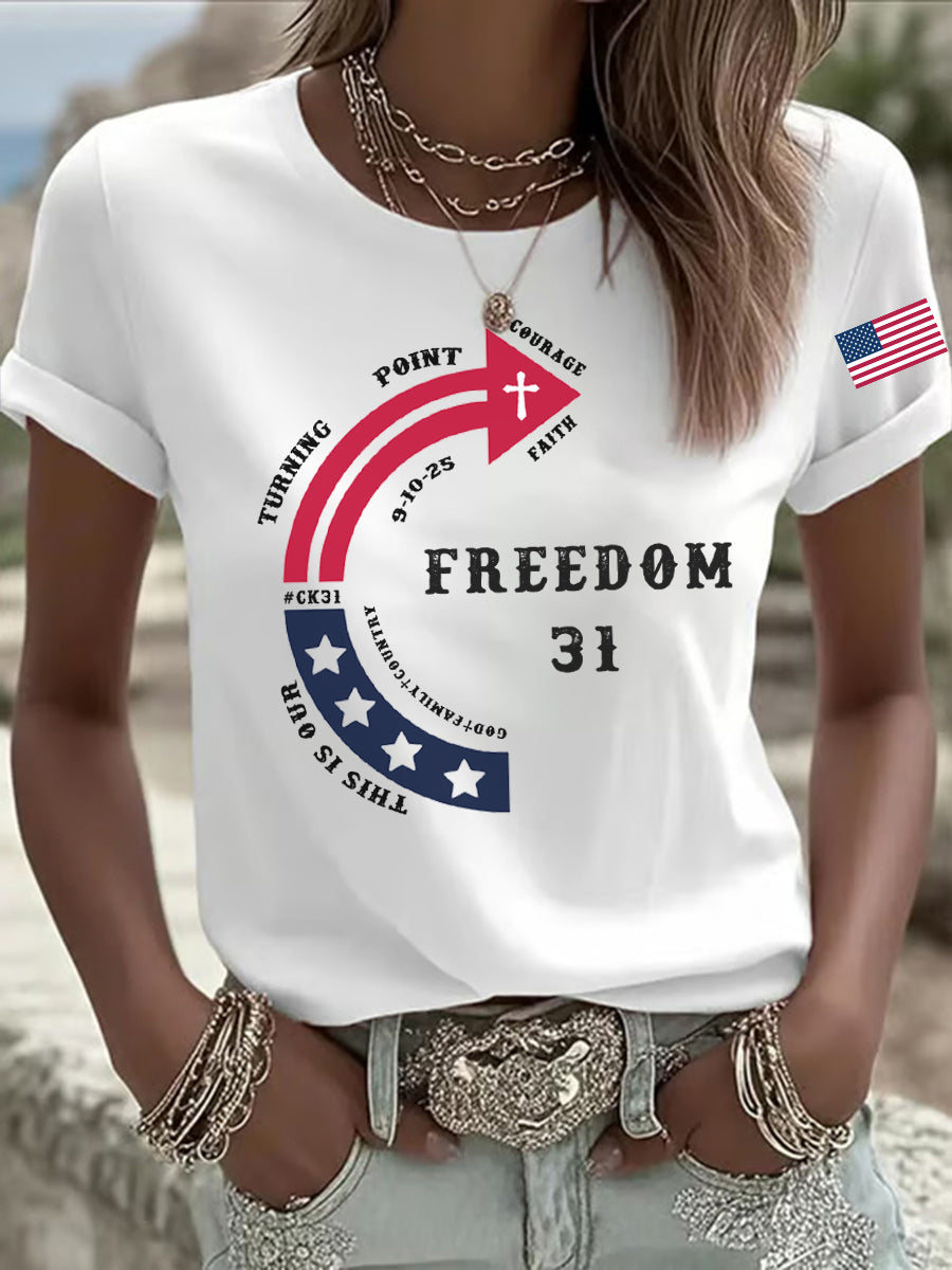Women's This Is Our God Family Country Freedom 31 Printed T-shirt