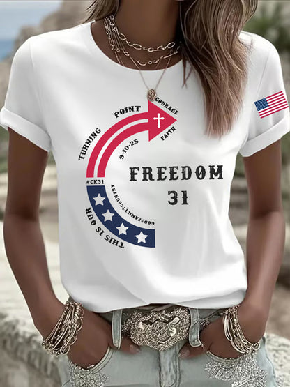 Women's This Is Our God Family Country Freedom 31 Printed T-shirt