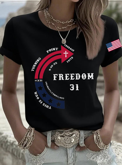 Women's This Is Our God Family Country Freedom 31 Printed T-shirt