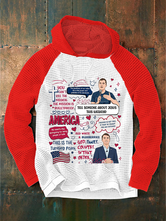 Men's Red, White and Blueberry Freedom Charlie Kirk Commemorative Oversized Hoodie