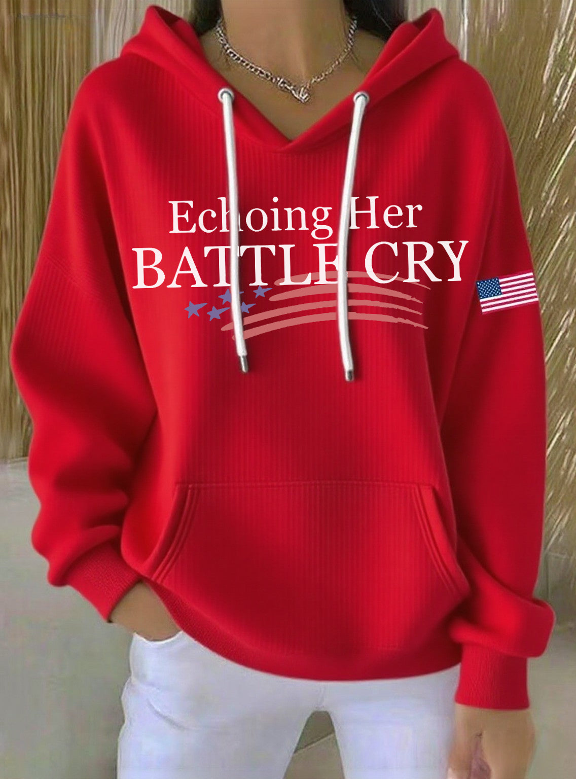Women's Echoing Her Battle Cry Printed Hoodie