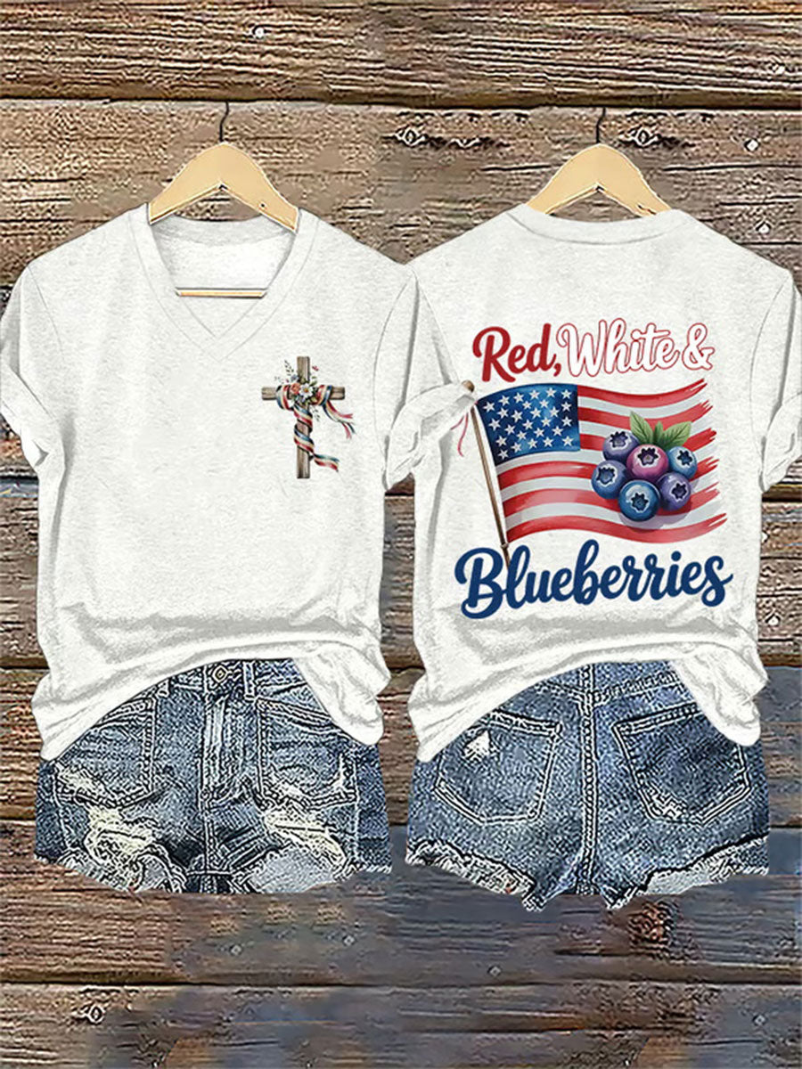 Women's Red White & Blueberries Casual T-Shirt