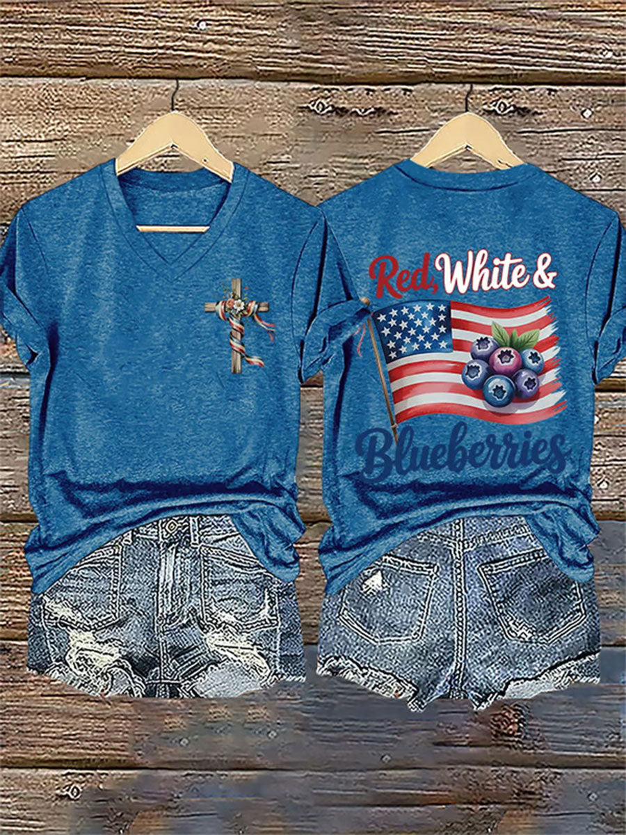 Women's Red White & Blueberries Casual T-Shirt