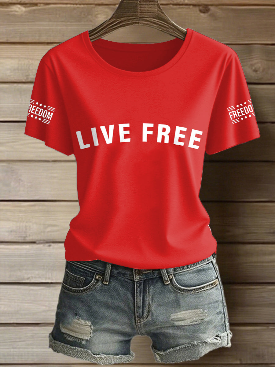 Women's Charlie Kirk Freedom Printed Vintage Fashion Loose Short Sleeve T-Shirt