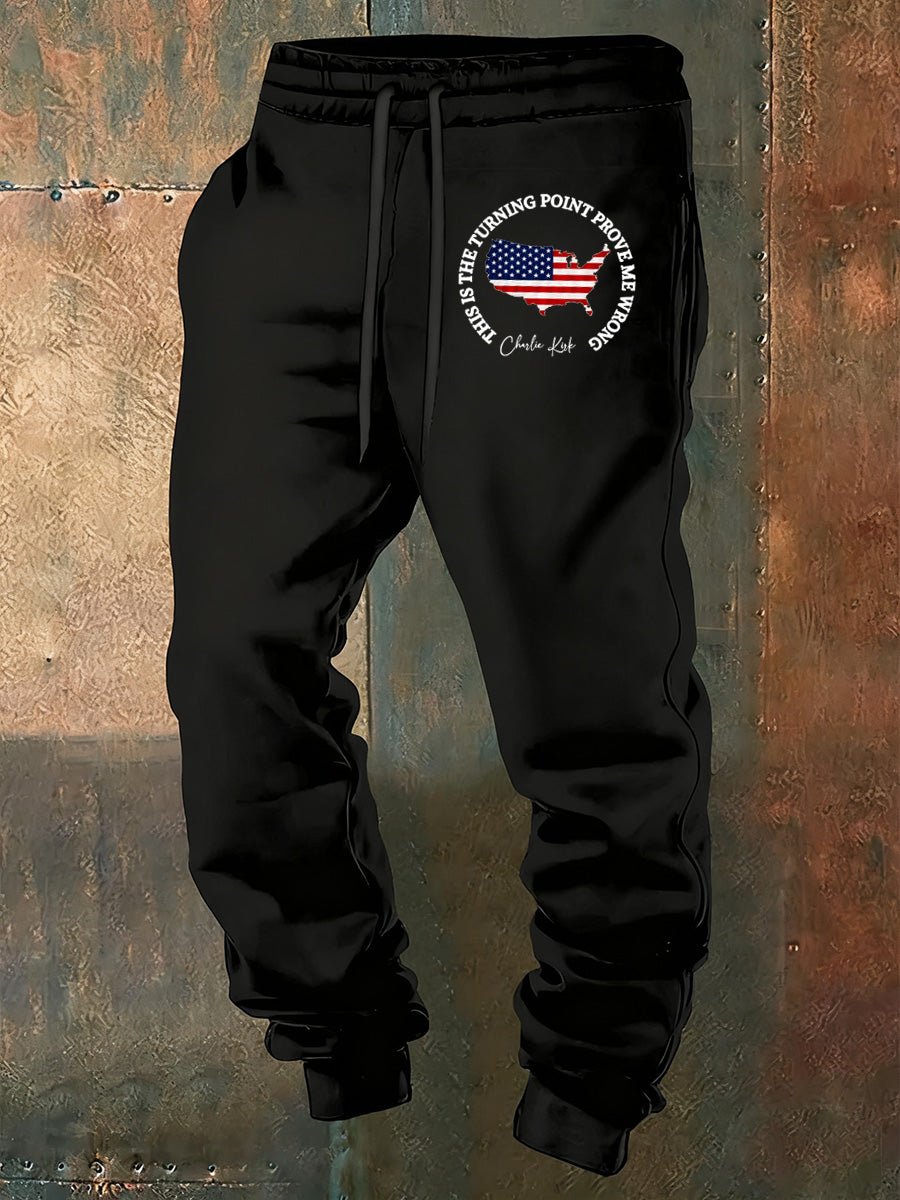 Men's Retro Turning Point Art Print Casual Commemorative Trousers