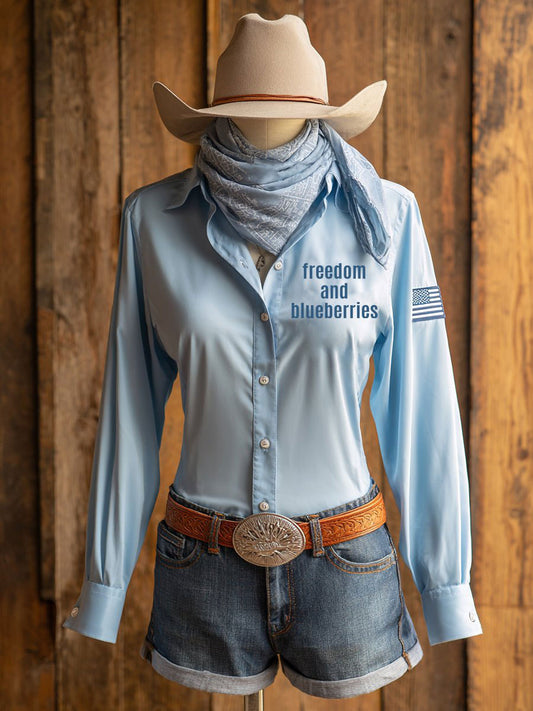 Women's Western style freedom and blueberries shirts