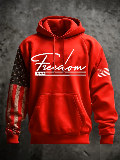 Men's Freedom Printed Long Sleeve  Hoodie