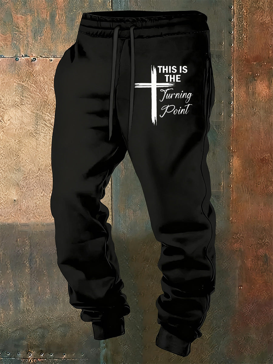 Men's Retro Turning Point Art Print Casual Commemorative Trousers