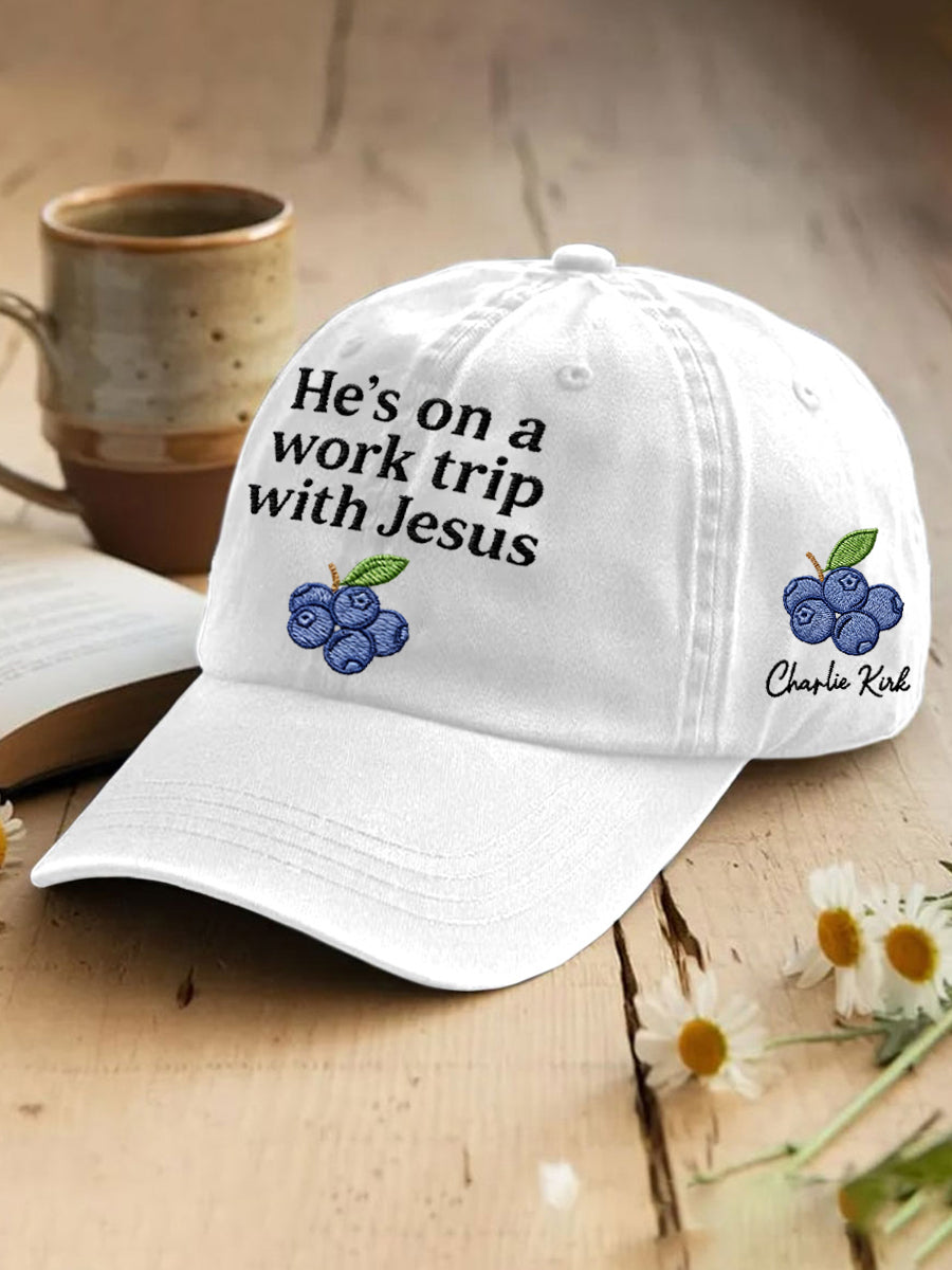 Unisex He's On A Work Trip With Jesus Faith Based Inspired By Erika Kirk, Pray For Charlie Kirk Hat
