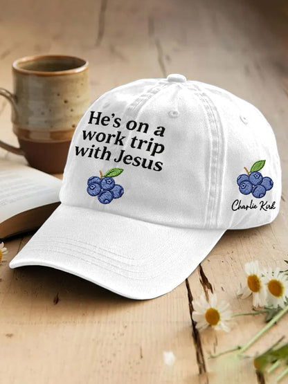 Unisex He's On A Work Trip With Jesus Faith Based Inspired By Erika Kirk, Pray For Charlie Kirk Hat