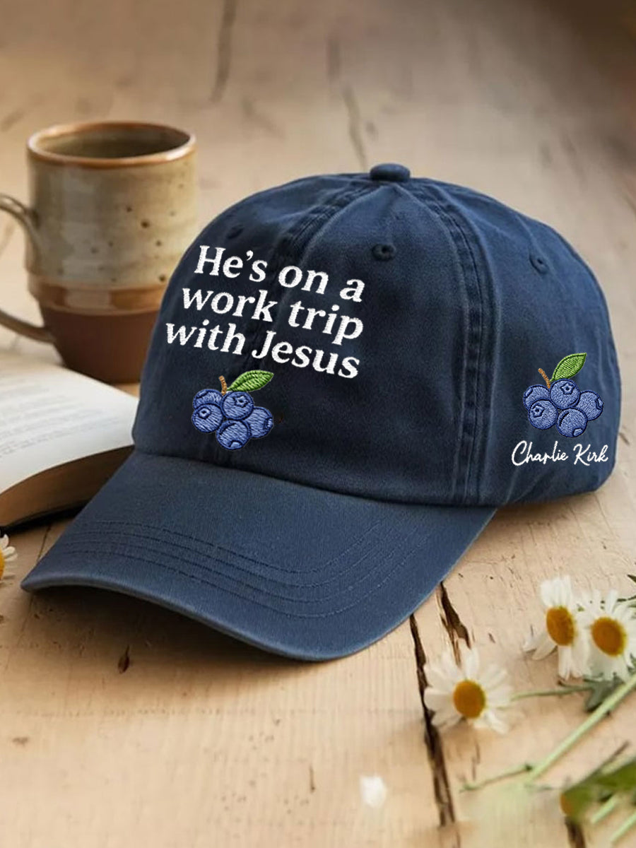 Unisex He's On A Work Trip With Jesus Faith Based Inspired By Erika Kirk, Pray For Charlie Kirk Hat