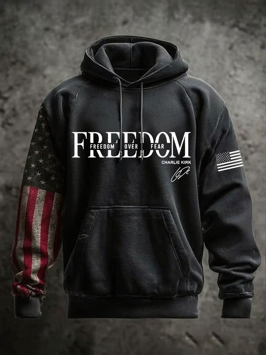 Men's Freedom Charlie Kirk Oversized Drop-Shoulder Hoodie With Pockets