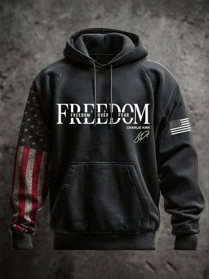 Men's Freedom Charlie Kirk Oversized Drop-Shoulder Hoodie With Pockets