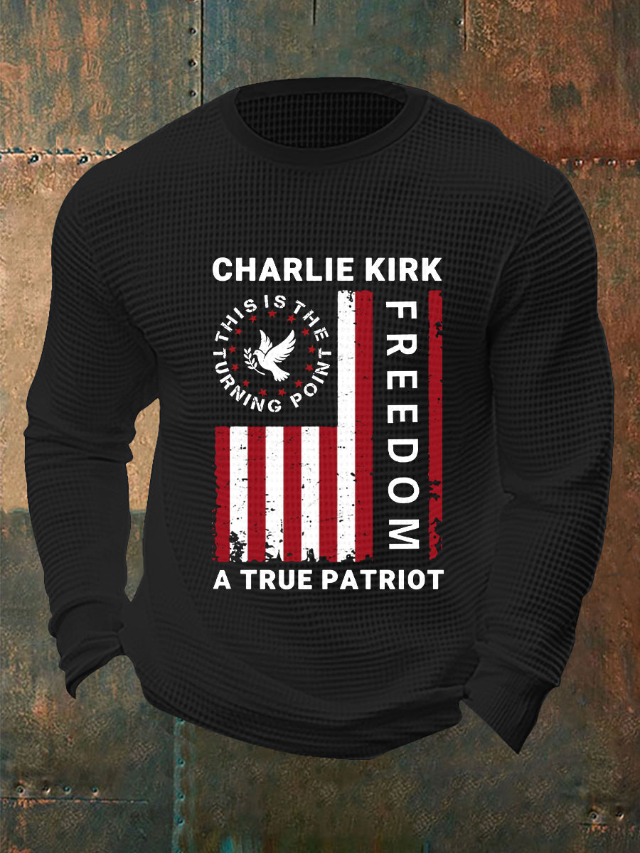 Men's Freedom Is Not Free R.I.P Charlie Kirk Waffle Long Sleeve T-Shirt