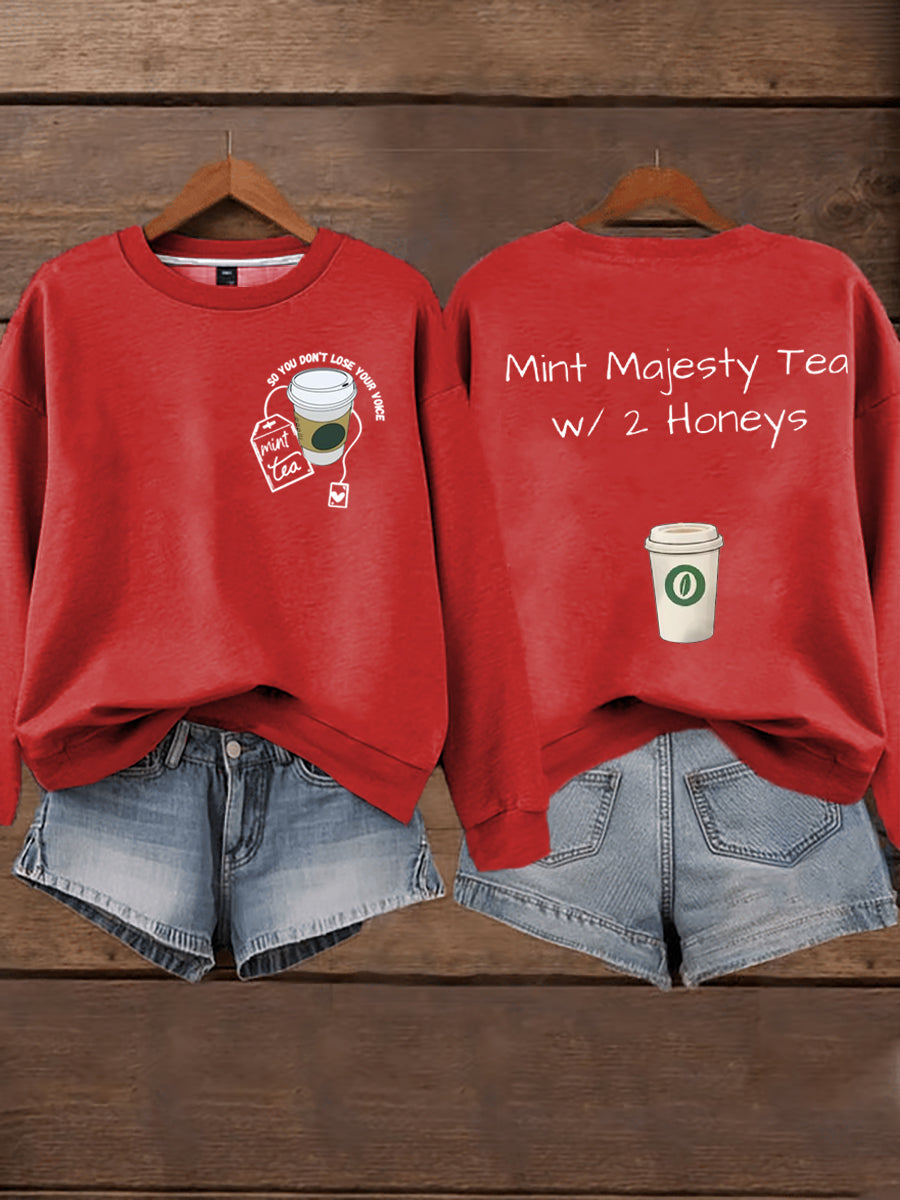 Women's Mint Tea With Two Honey Charlie Kirk Print Sweatshirt