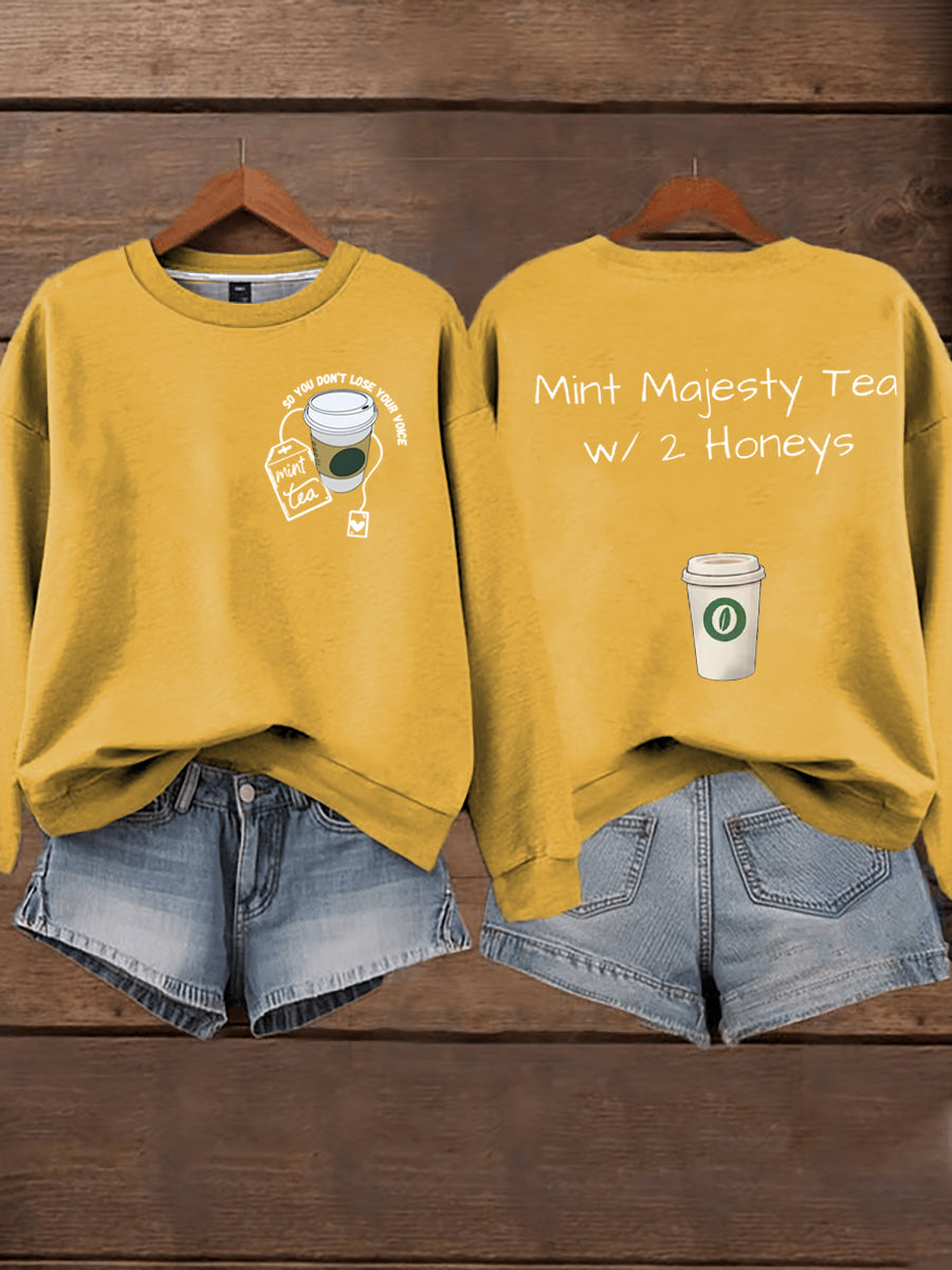 Women's Mint Tea With Two Honey Charlie Kirk Print Sweatshirt