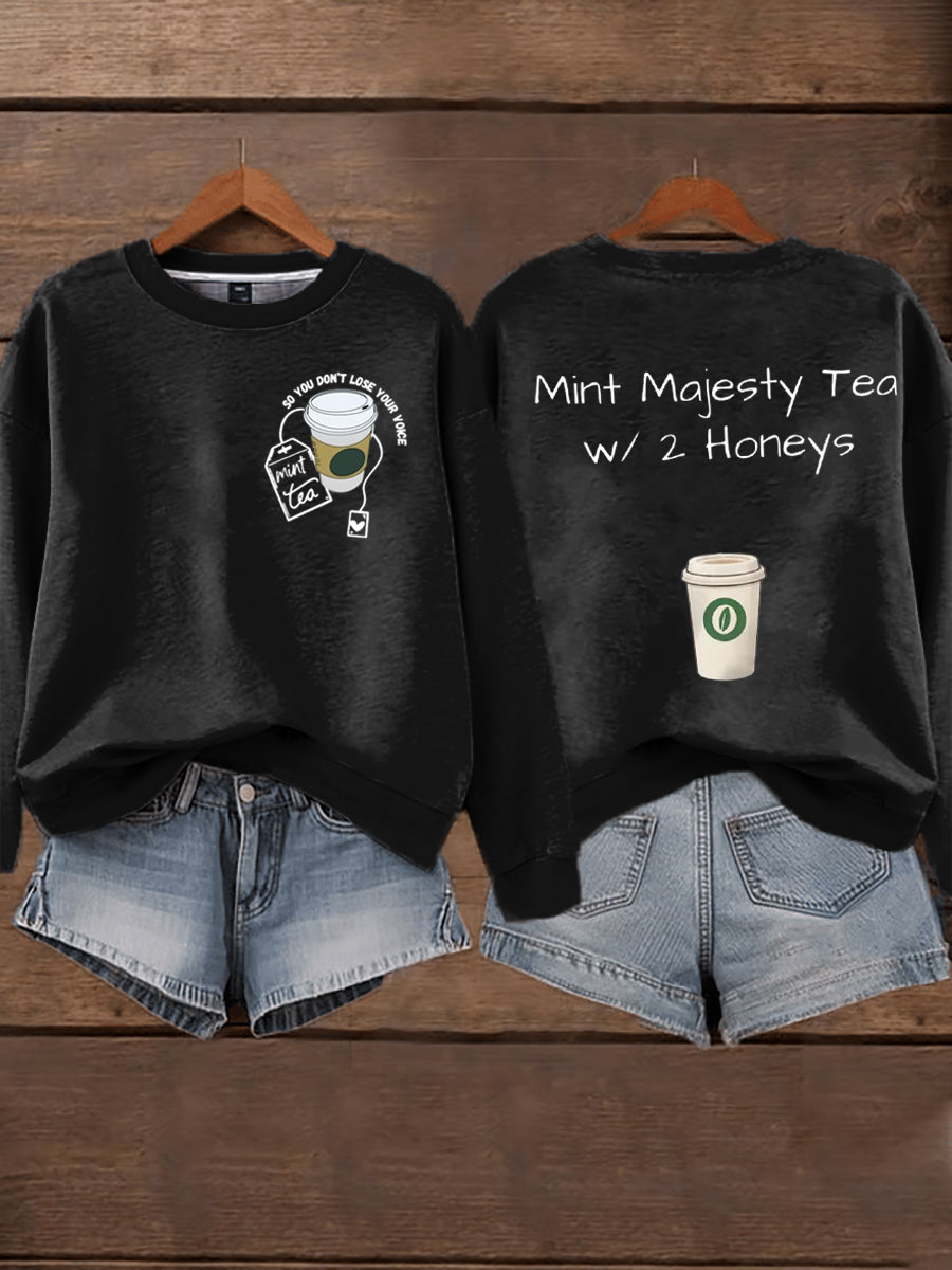 Women's Mint Tea With Two Honey Charlie Kirk Print Sweatshirt