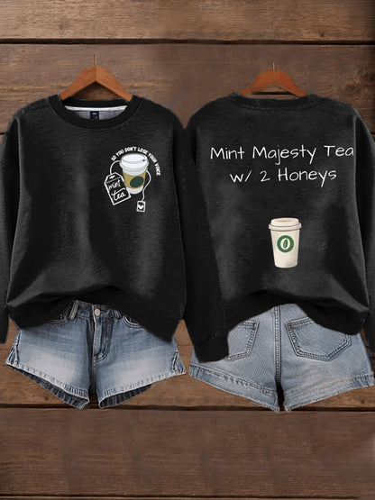 Women's Mint Tea With Two Honey Charlie Kirk Print Sweatshirt