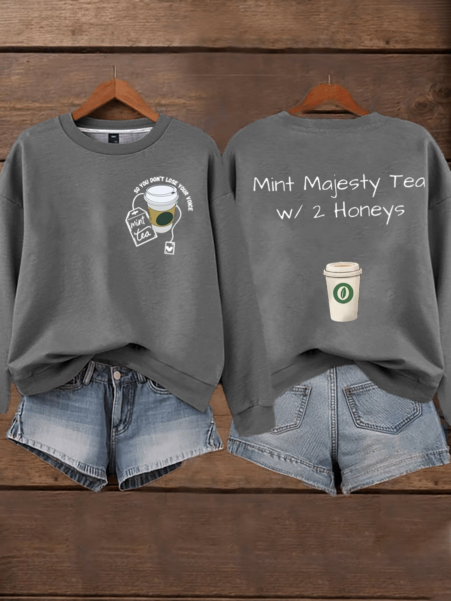 Women's Mint Tea With Two Honey Charlie Kirk Print Sweatshirt