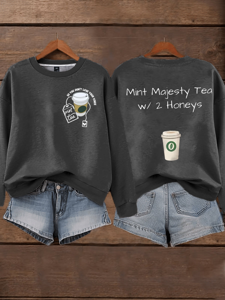 Women's Mint Tea With Two Honey Charlie Kirk Print Sweatshirt