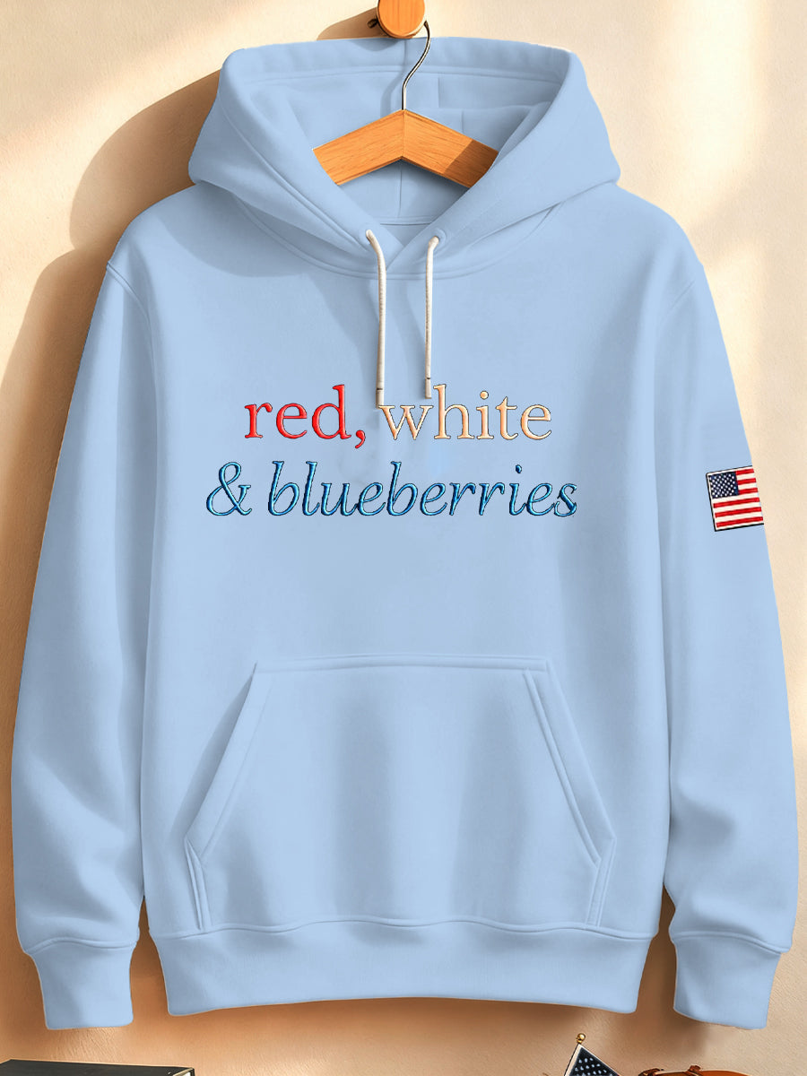 Unisex 'Red White & Blueberries' Loose Hooded Sweatshirt
