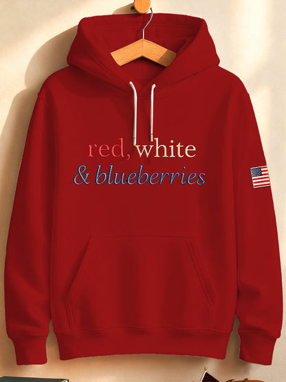 Unisex 'Red White & Blueberries' Loose Hooded Sweatshirt