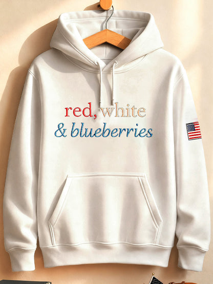Unisex 'Red White & Blueberries' Loose Hooded Sweatshirt