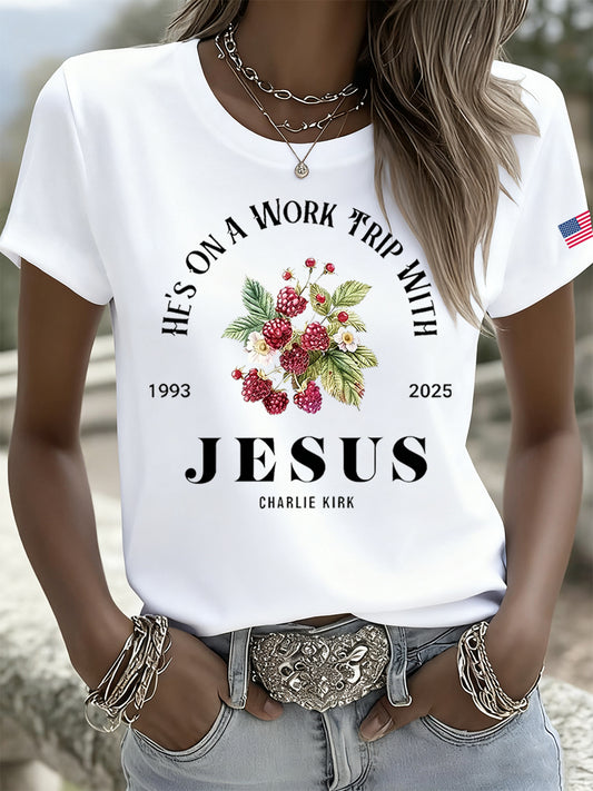 Women's Vintage Freedom American Casual Commemorative Short Sleeve