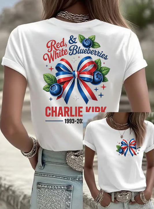 Women's Vintage Freedom American Casual Commemorative Short Sleeve