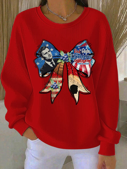 Women's Red White And Blueberries Print Casual Sweatshirt