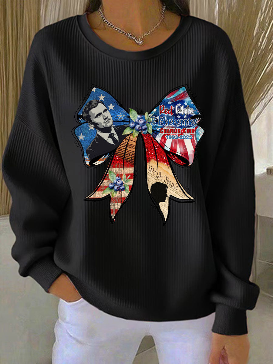 Women's Red White And Blueberries Print Casual Sweatshirt