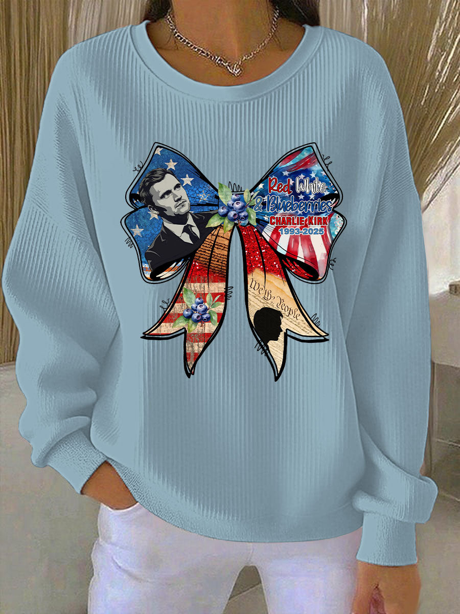 Women's Red White And Blueberries Print Casual Sweatshirt