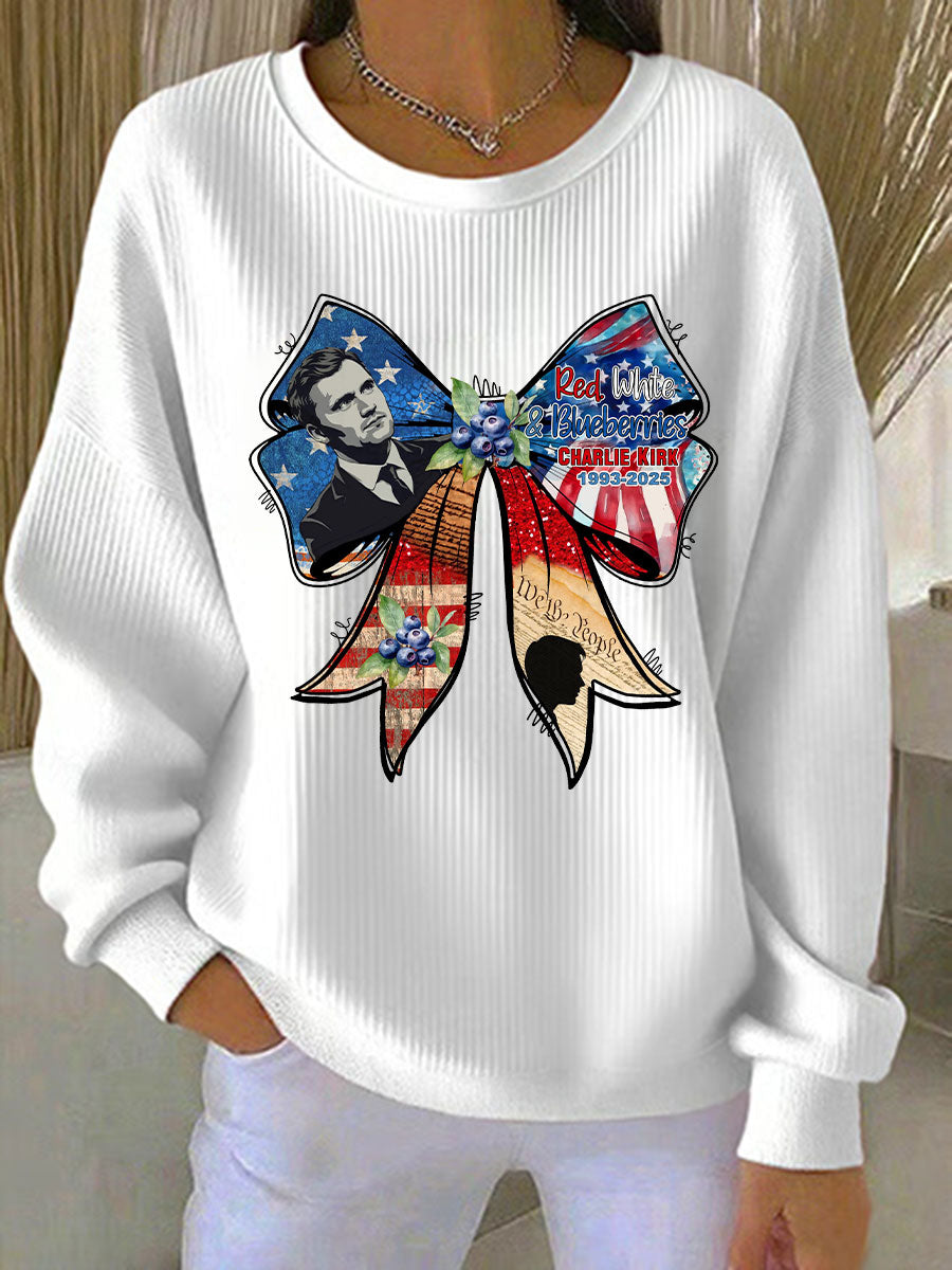Women's Red White And Blueberries Print Casual Sweatshirt