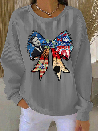 Women's Red White And Blueberries Print Casual Sweatshirt
